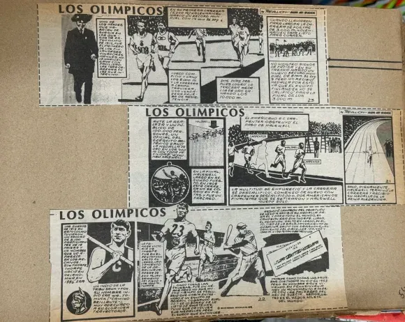 Recortes de prensa sobre los Juegos Olímpicos y atletismo.