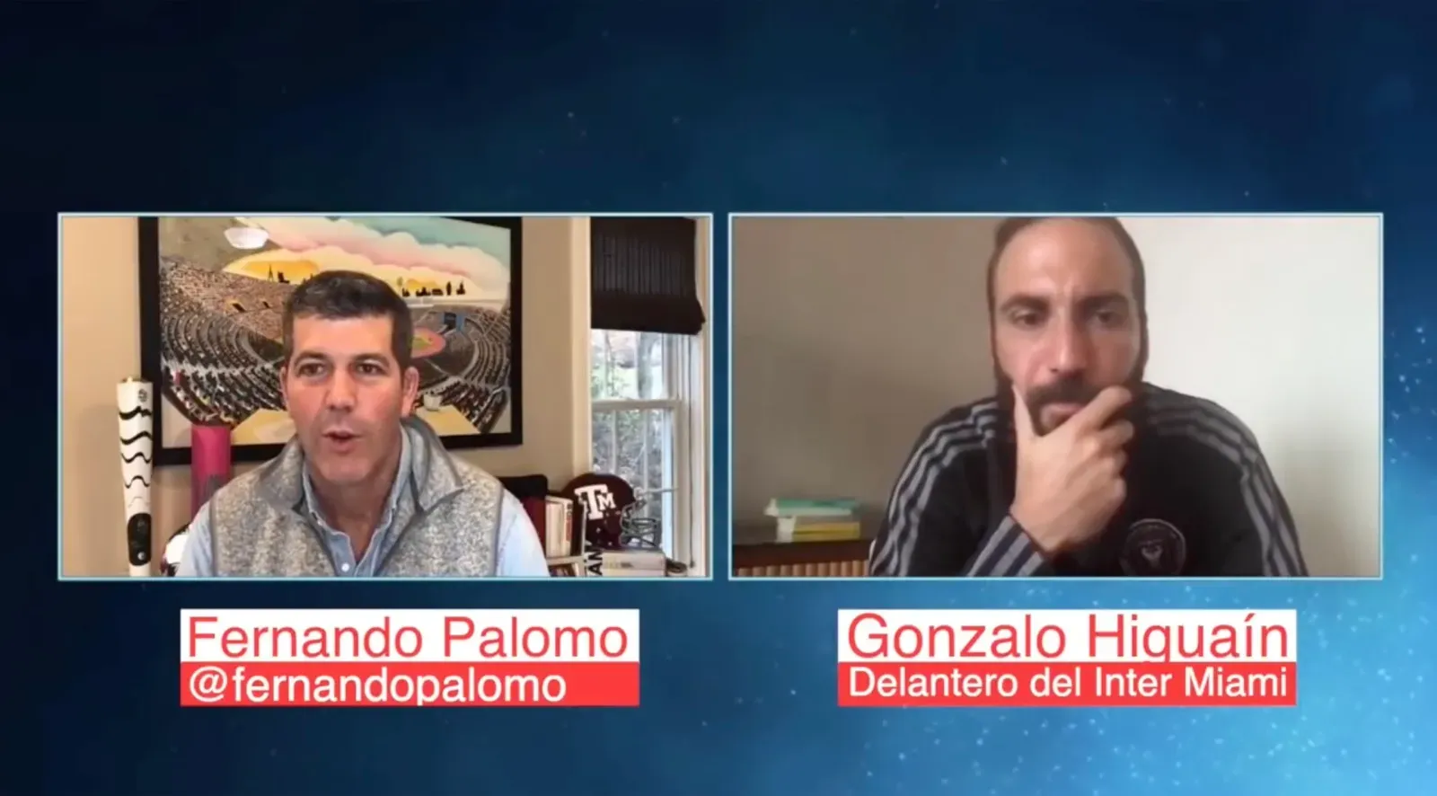 Fernando Palomo entrevistando a Gonzalo Higuaín.